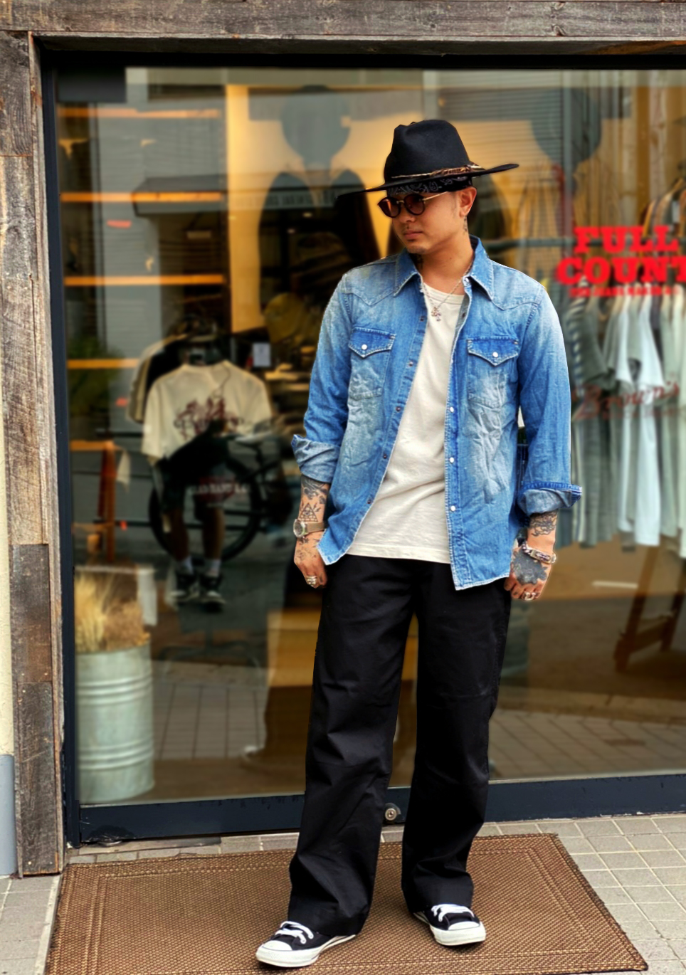 ヴィンテージ　ＶＡＮＳＯＮ　ヒューマンボーン　オパール加工デニムシャツ 000000002782_pisG7NM.jpg